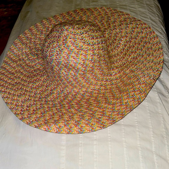 A Beautiful Sun Hat Sparkly Pink Light Blue Yellow and White Tweed;Its So Pretty - Picture 9 of 12